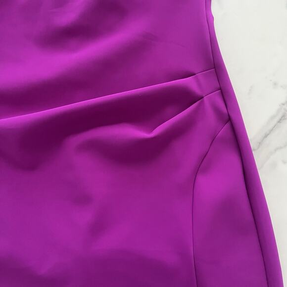 Rickie Freeman Teri Jon Maxi dress Magenta Sz 14 Chic Asymmetrical Shoulder Gown - Picture 10 of 11